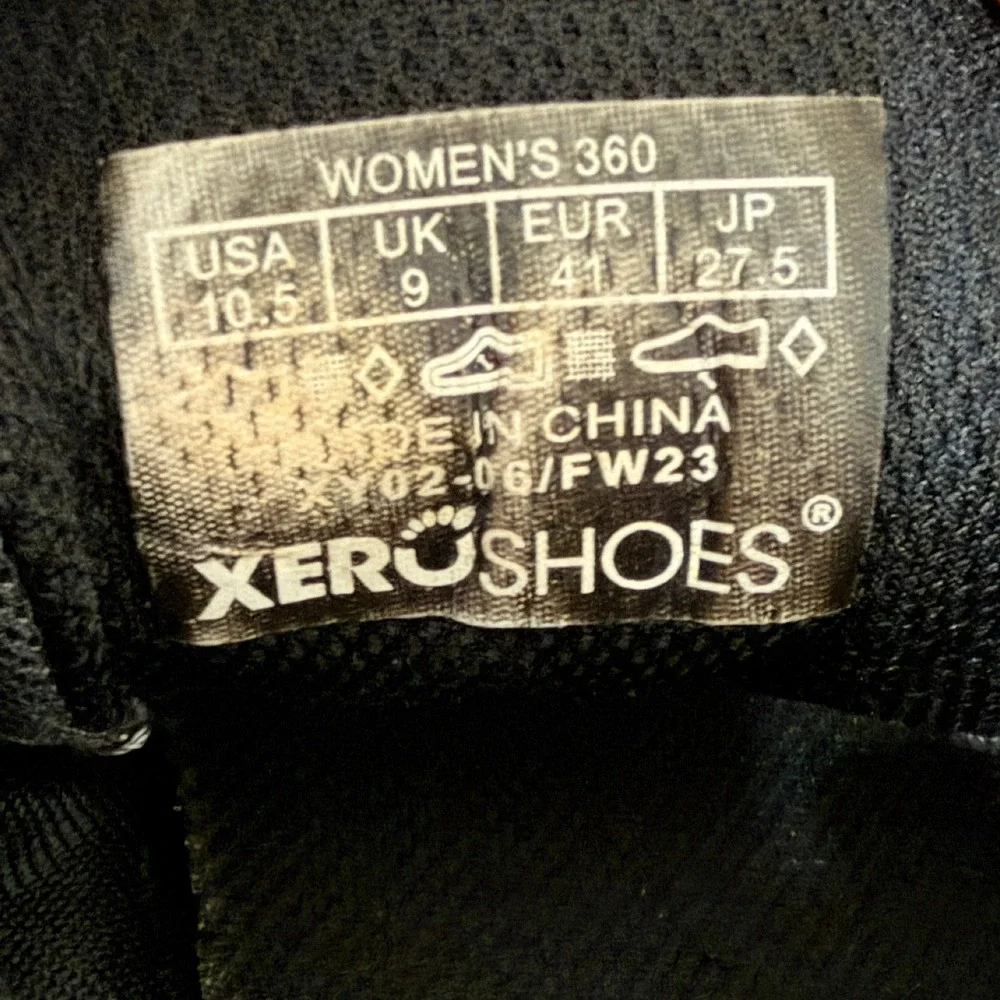 Xero 360 Training Shoes Black Gray Barefoot Minimalist Womens 10.5